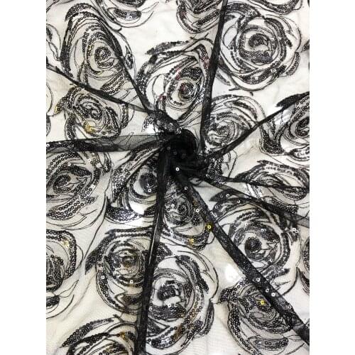 French Sequins Lace Fabric SYJ-318686 Africa Lace High Quality Lace Fabric Embroidered Tulle Lace Fabric For Wedding