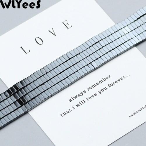 WLYeeS Cuboid 2x4mm natural Black hematite stone beads rectangular Loose beads For Bracelets Necklace Jewelry DIY Making Finding