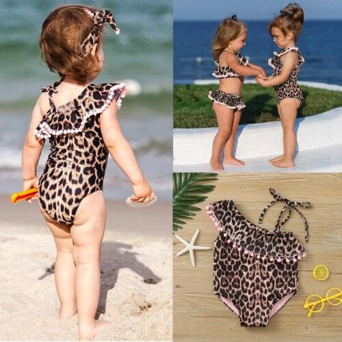 Swimsuit Traje De Baño Niña Toddler Kids Baby Girls Leopard Tassels Bikini One-piece Swimsuit Girl Beach Swimwear Bikini Niña