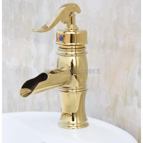 NEW " Water Pump Look " Style Gold Color Brass Bathroom Basin Faucet Vessel Sink Mixer tap Deck Mounted Single Hole Wgf051