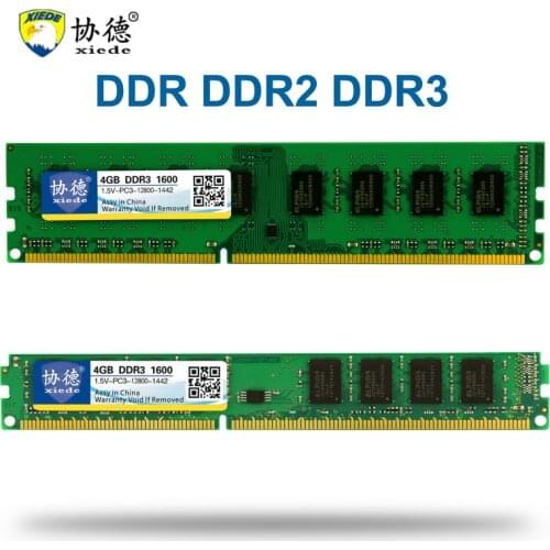 Xiede Computer Desktop PC RAM Memory Module DDR 1 2 3 DDR1 DDR2 DDR3 512MB 1GB 2GB 4GB 8GB 16GB PC PC2 PC3 1600MHz 800MHz 400MHz
