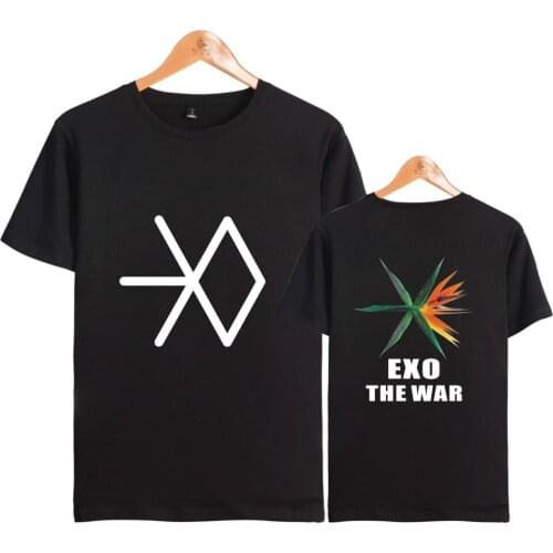 NEW FASHION K-POP EXO New Album THE WAR T-shirt Fashion Korea Popular Idol Women Short T-shirt Mens Summer Casual Idol Clothes