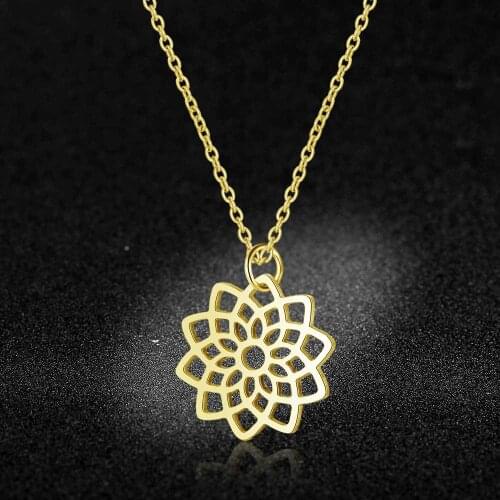 AAAAA Quality 100% Stainless Steel Lotus Yoga Charm Necklace for Women Wholesale Never Tarnish Jewelry Necklace Special Gift