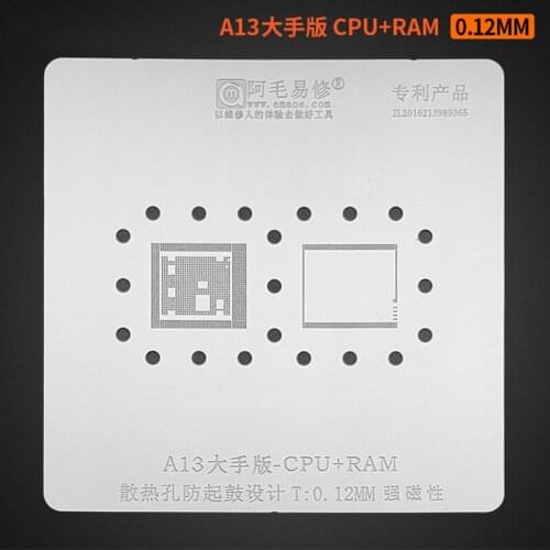 Amaoe CPU RAM BGA Reballing Stencil Kit for A8 A9 A10 A11 A12 A13 Solder Repair Tin Plant Net 0.1mm 0.12mm