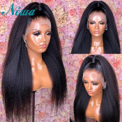 Lace Front Human Hair Wigs Pre Plucked Kinky Straight Brazilian Lace Front Wigs For Women 13x6 Remy Hair Lace Frontal Wigs Newa