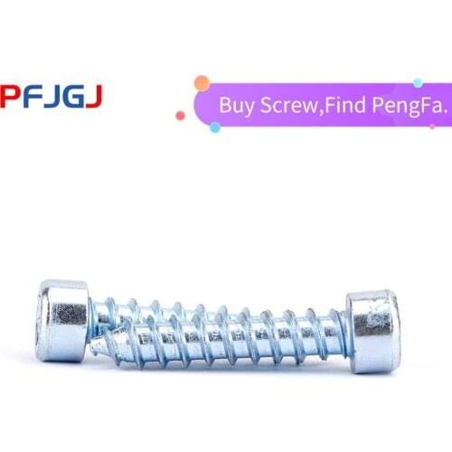 Peng Fa Blue and white zinc coated furniture cylindrical head hexagonal self-tapping screw for furniture door moving screw M5M6