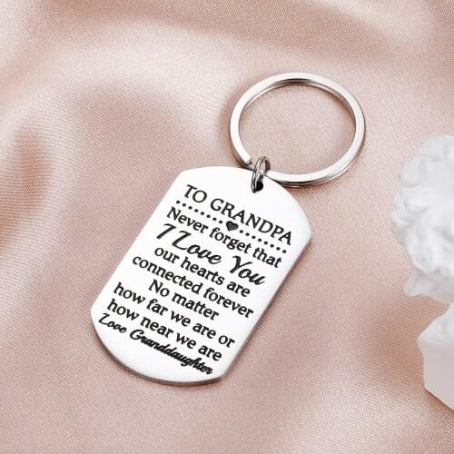 Gifts for Grandpa Birthday Keychain for Grandfather from Granddaughter Family Gift for Grandad Grandparent Men Him Christmas
