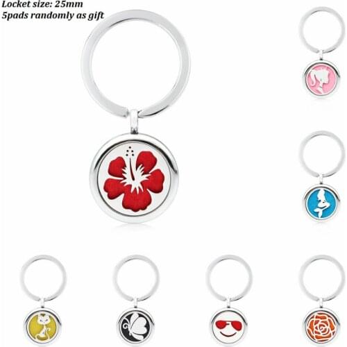 Poppy flower Mermaid Key Chain Aroma locket essential oil Locket Perfume Diffuser with key ring 5 Pads fit key chain pet collar