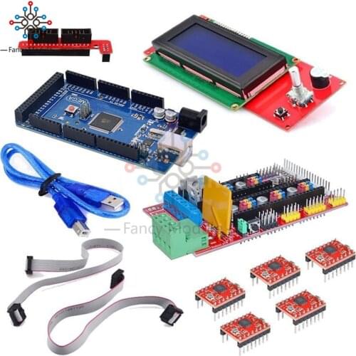 3D Printer RAMPS 1.4 REPRAP MENDEL PRUSA + Mega 2560 Board + 5pcs A4988 driver module + LCD 2004 RepRap Prusa i3 for Arduino