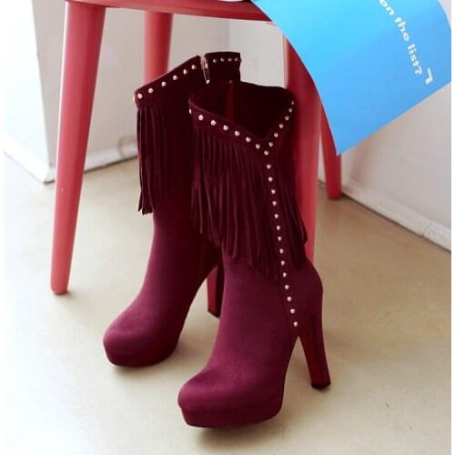 Oversized 9 10 12 boots women woman winter boots women women shoes botas Fringed pendant fringed with willow