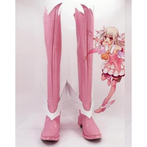 Fate Kaleid Liner Illyasviel Von Einzbern Pink Cosplay Boots Shoes Anime Party Cosplay Boots Custom Made Women Shoes