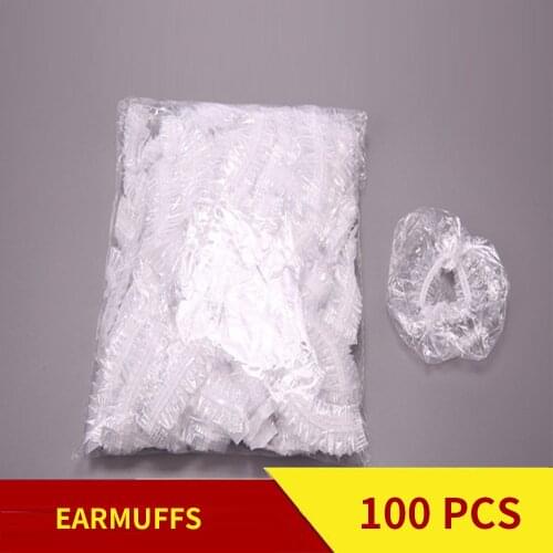 100 Pcs Thickened Disposable Plastic Waterproof Ear Protector Cover Caps Salon Hairdressing Dye Shield Earmuffs Shower Tool