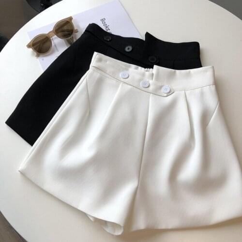 Summer Shorts Womens High Waist White Black Shorts Casual High Waists Fashion Wide Leg Pants Shorts Female 2021 shorts women
