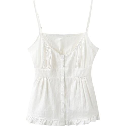 PUWD Slim Girls Soft Cotton Sweet Camis 2021 Summer Fashion Ladies Vintage Bomb Tank Tops Streetwear Women Chic Top Cute