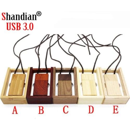 Tether Wooden USB 3.0 Flash Drive 4G 8G 16G 32GB 64GB 128G Free LOGO Pen Drives Wedding Gifts Box Memory Stick High Speed U Disk