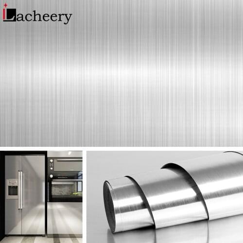 Kitchen Brushed Metallic Vinyl Wall Stickers Self-adhesive Wallpaper for Dishwasher Refrigerator Waterproof Contact Papers Decor