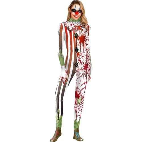 Horror Clown Jumpsuits Cosplay Suit Halloween Costumes for Women Joker Anime Costume Nightmare Before Christmas Carnival Party