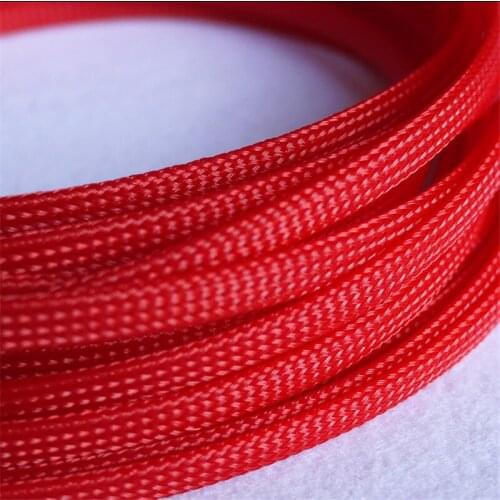 1 meters Red High quality 10mm Braid PET Expandable Sleeving High Density Sheathing Plaited Cable Sleeves DIY