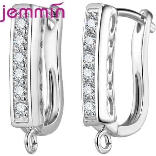 10PCS Fine Jewelry Earring Components 925 Sterling Silver Rhinestone Findings Earring Hooks Leverback Earwire Fittings