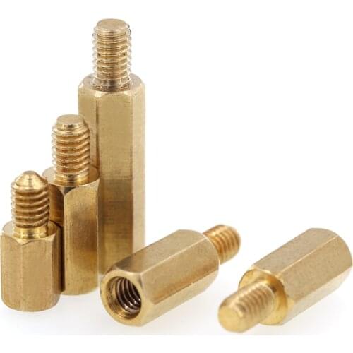 10pcs M2 M2.5 single pass copper stud hexagonal column hex isolation columns brass screw standoff spacers hex isolation column