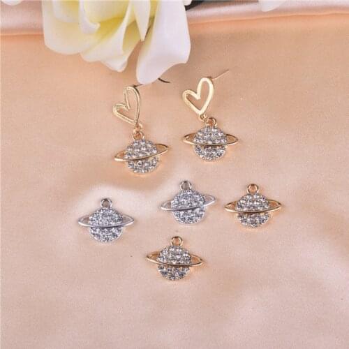 10pcs/pack Universe Earth Crystal Charms Metal Gold Pendants Handmade Craft Charms for DIY Earring Bracelet Jewelry Making