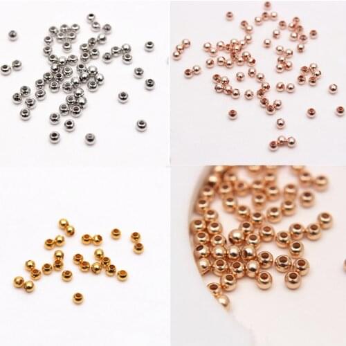 200pcs/lot Mini Copper Charm Loose Beads 2mm 3mm Silver/Gold/Rhodium/Rose Gold Location Copper Spacer Beads DIY Jewelry Findings