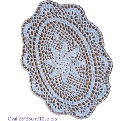 28*38CM Lace cotton table place mat cloth crochet placemat tea coffee drink pad Christmas dining coaster cup mug doily kitchen