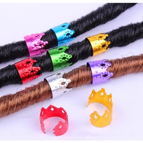 50/100Pcs Mix Color Beads Adjustable Hair Dreadlock Beads Adjustable Hair Braid Rings Cuff Clips Tube Hair Styling Accessories