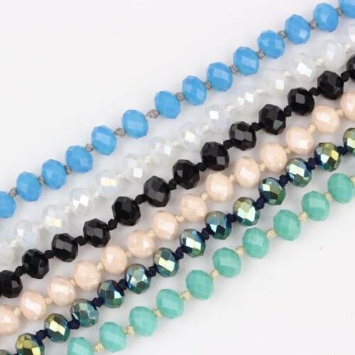 6 Style Choice ,152cm ,Fashion Women Long Wear Multi-layer Knotted Glass Necklace Unisex Jewelry Gift PD-08