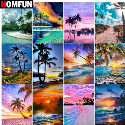 HOMFUN Diamond Painting Cross Stitch "Dusk landscape tree" Full Square Round Diy 5d Diamond Embroidery Picture Rhinestone Art