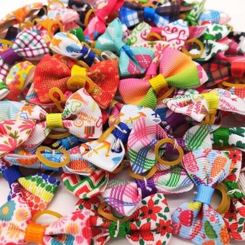 20pcs Dog Grooming Bows Mixed colours Cat dog Hair Bows Small Pog Grooming Accessories Dog Hair Rubber Bands Pet Supplier