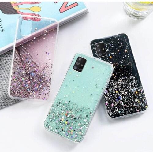 Glitter Epoxy Case For Samsung A21S Case Bling Soft Cover For Samsung Galaxy A12 Back Coque A51 A71 A31 A11 Silicone Fundas A 51