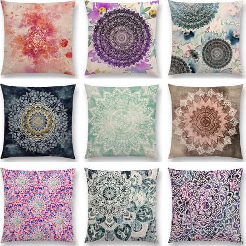 Dreamy Rainbow Boho Beautiful Flowers Gorgeous Floral Mandalas Fantasy Moon Stars Prints Cushion Cover Sofa Throw Pillow Case