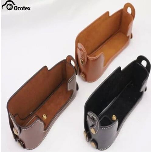 Ocotex Battery Openning PU Leather Camera Bag Bottom Case for Fujifilm Fuji X-E1 X-E2 XE1 XE2 Half Body Cover With Hand Strap