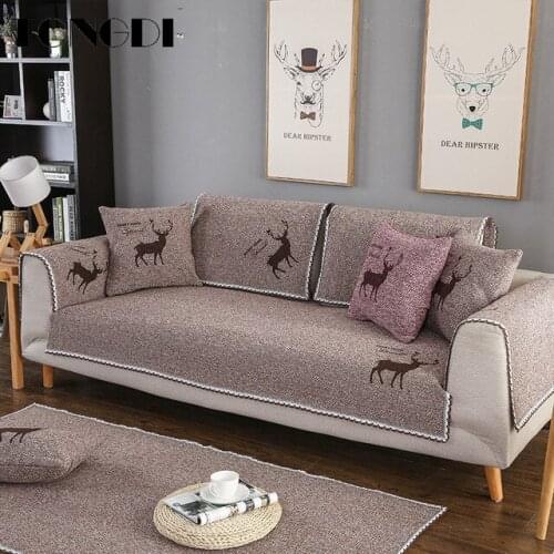 Tongdi Slipcover Thick Luxury Sofa Cover Elegant Elk Towel Lace Convenient Anti-skid Seat Couch Decor For Parlour LivingRoom
