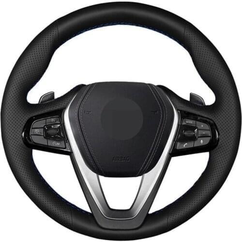 Car Steering Wheel Cover Black Soft Artificial Leather For BMW G20 G30 G31 530i 540i 530e G32 G11 G12 X3 X4 X5 X7 2017-2019