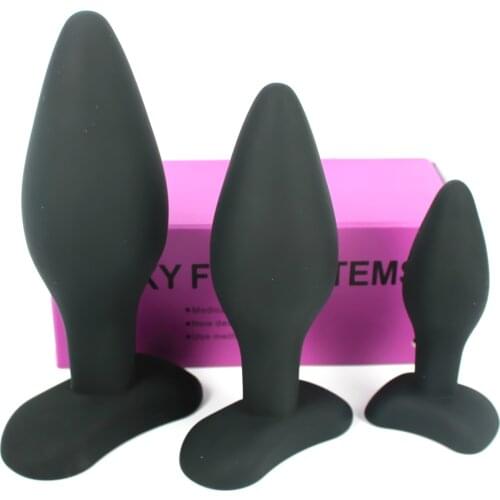 Big Middle small Size Black Waterproof Silicon Butt Plug Anal Sex Toys, Erotic Anal Sex Toys Adult Sex Products