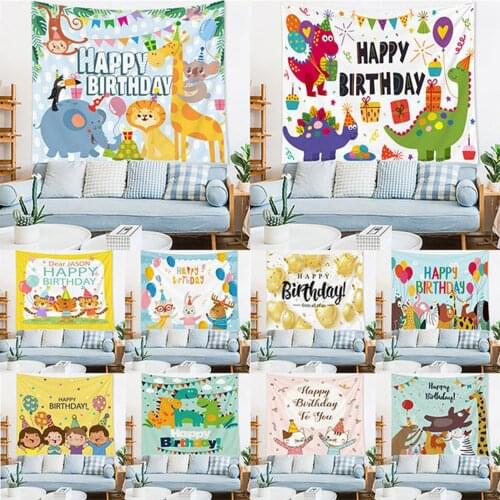 Cartoon Animal Theme Birthday Party Tapestry Backdrop Decoration Birthday Background Party Decoration Photography Background