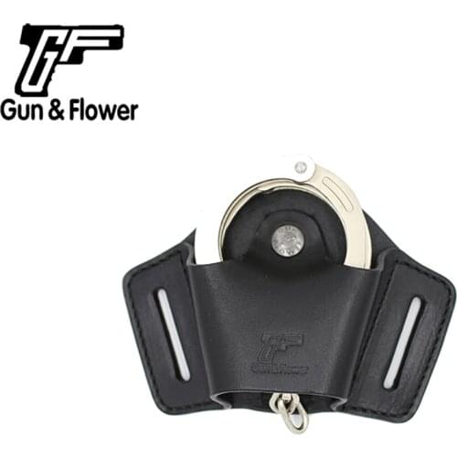 Gunflower Duty Gear Flap TopLeather Handcuff Pouch Plain Black Handcuff Holder with Belt Loop