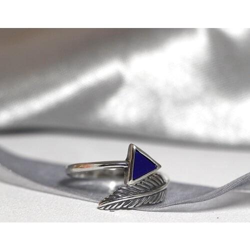 Elegant Quality 925 Adjustable Rings Vintage Feather Turquoise Ring 925 Sterling Silver Ring for Women 925 Jewelry