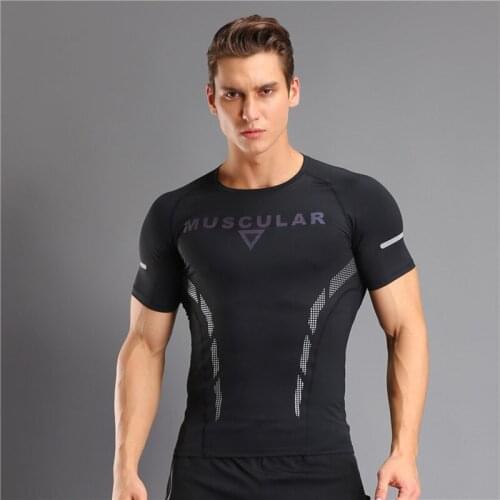 Clearance men quick dry compression t shirt short sleeve fitness gym sportswear tops clothing mens outdoor tee shirt homme