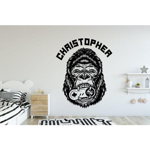 Game wall stickers gorilla face can be customized name decals home childrens room teenager bedroom wall decoration sticker YX28