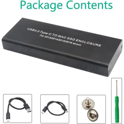 For Apple Macbook Air Pro Retina 2013 2014 2015 2016 2017 Hard Disk Box USB3.0 USBC to Mac SSD Case Enclosure A1502 A1465 A1398