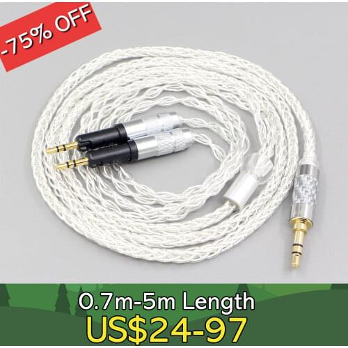 LN007468 4.4mm 6.35mm xlr 2.5mm 8 Core Transparent Silver Plated Braided Earphone Headphone Cable For Audio-Technica ATH-R70X