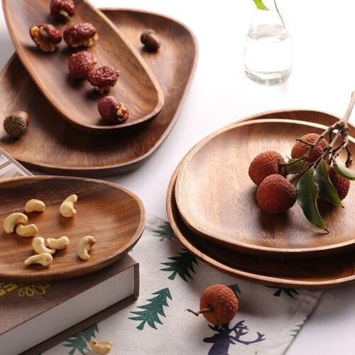 Lovesickness Wood Irregular Oval Solid Wood Pan Plate Fruit Dishes Saucer Tea Tray Dessert Dinner Plate Tableware Set