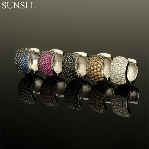 SUNSLL Sliver Color Copper Pins Earrings Multicolor Cubic Zirconia Hoop Earrings Womens Fashion Party Jewelry CZ Brincos