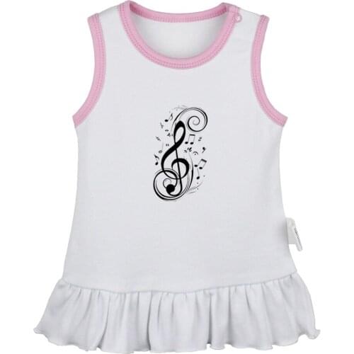 Cartoon Pug Dog Retro Art Music notation Treble clef violin Newborn Baby Girls Dresses Toddler Sleeveless Dress Infant Clothes