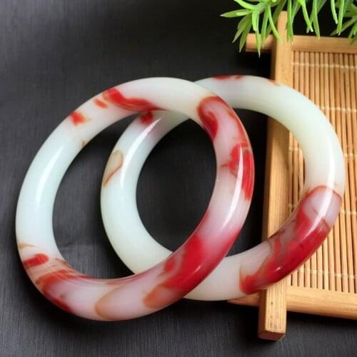 Natural Colorful Jade Hand-carved Round Bar Bracelet Fashion Boutique Jewelry Men and Women Chicken Blood Red Bracelet