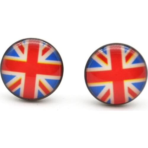 New Arrival UK Motifs Ear Stud Earrings Ear Nail PIN 316l Stainless steel10mm No Fade No Allergies Union Jack Fashion Jewelry