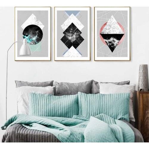 HAOCHU Abstract Decorative Painting Modern Nordic Style Creative Geometry Living Room Bedroom Restaurant Hotel Poster No Frame